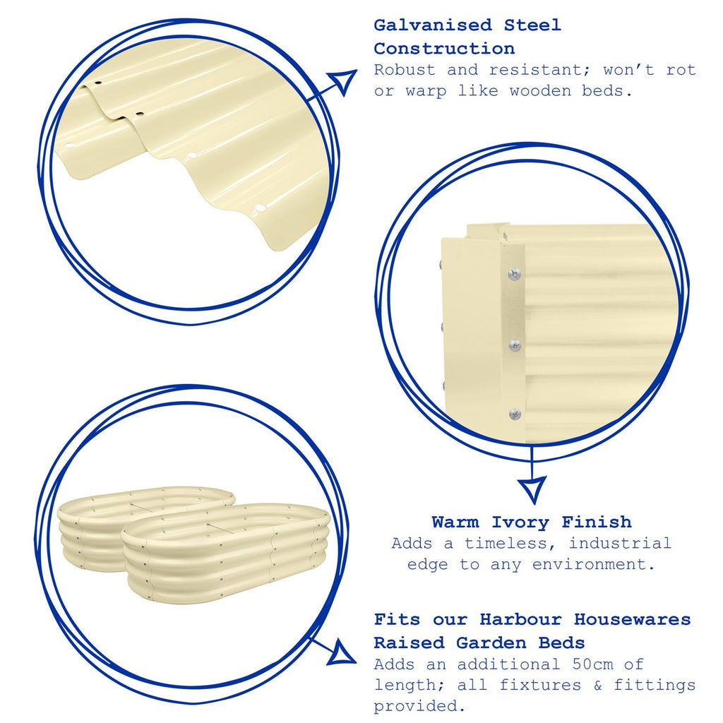 Galvanised Steel Raised Garden Bed Extension Set - 50cm