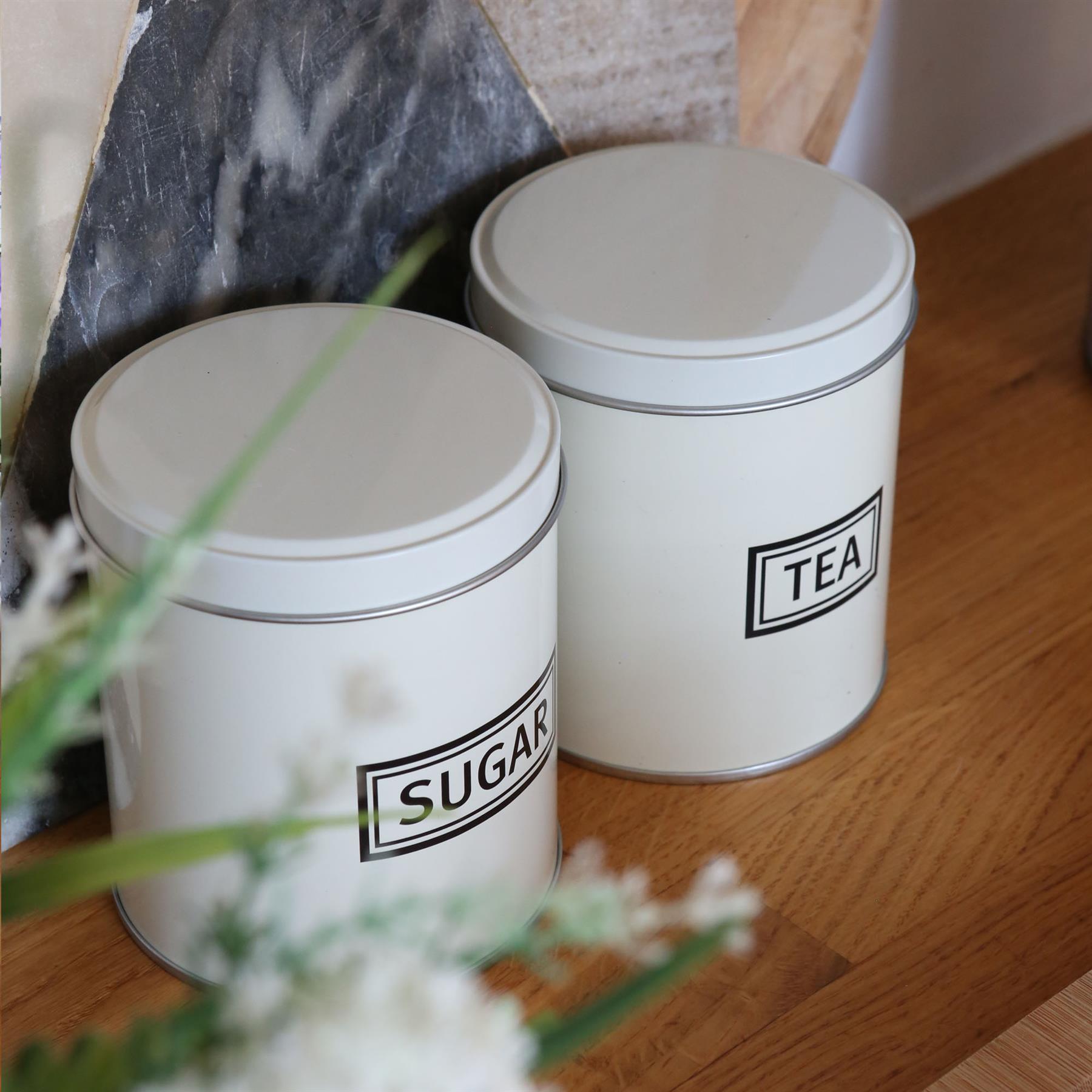 3pc Round Metal Tea Coffee Sugar Canister Set