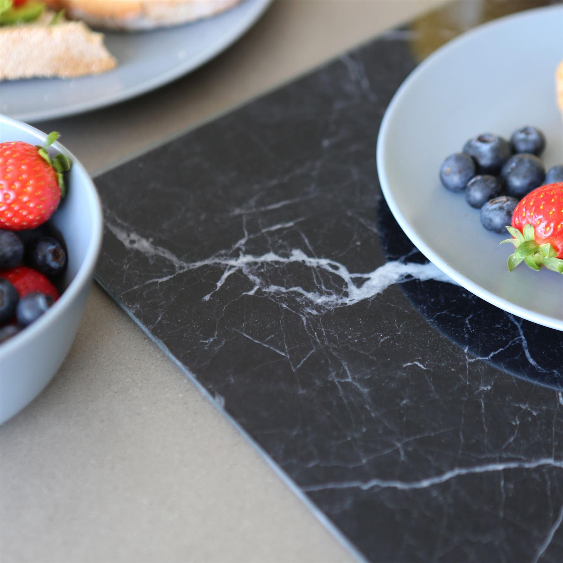 Rectangle Glass Placemats - 40cm x 30cm - Marble - Pack of 6