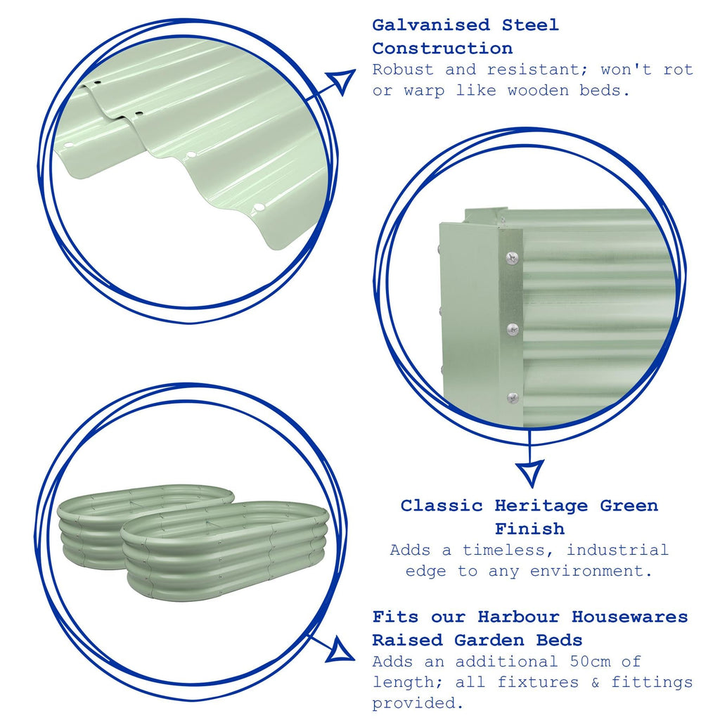 Galvanised Steel Raised Garden Bed Extension Set - 50cm