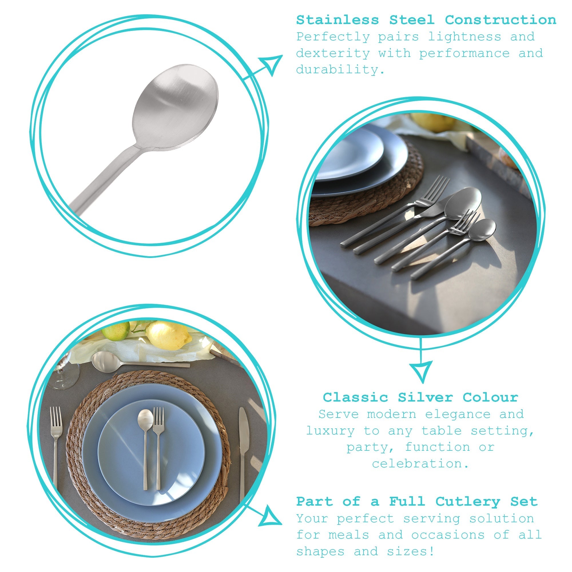 Stainless Steel Dessert Spoons - 20cm - Pack of Four