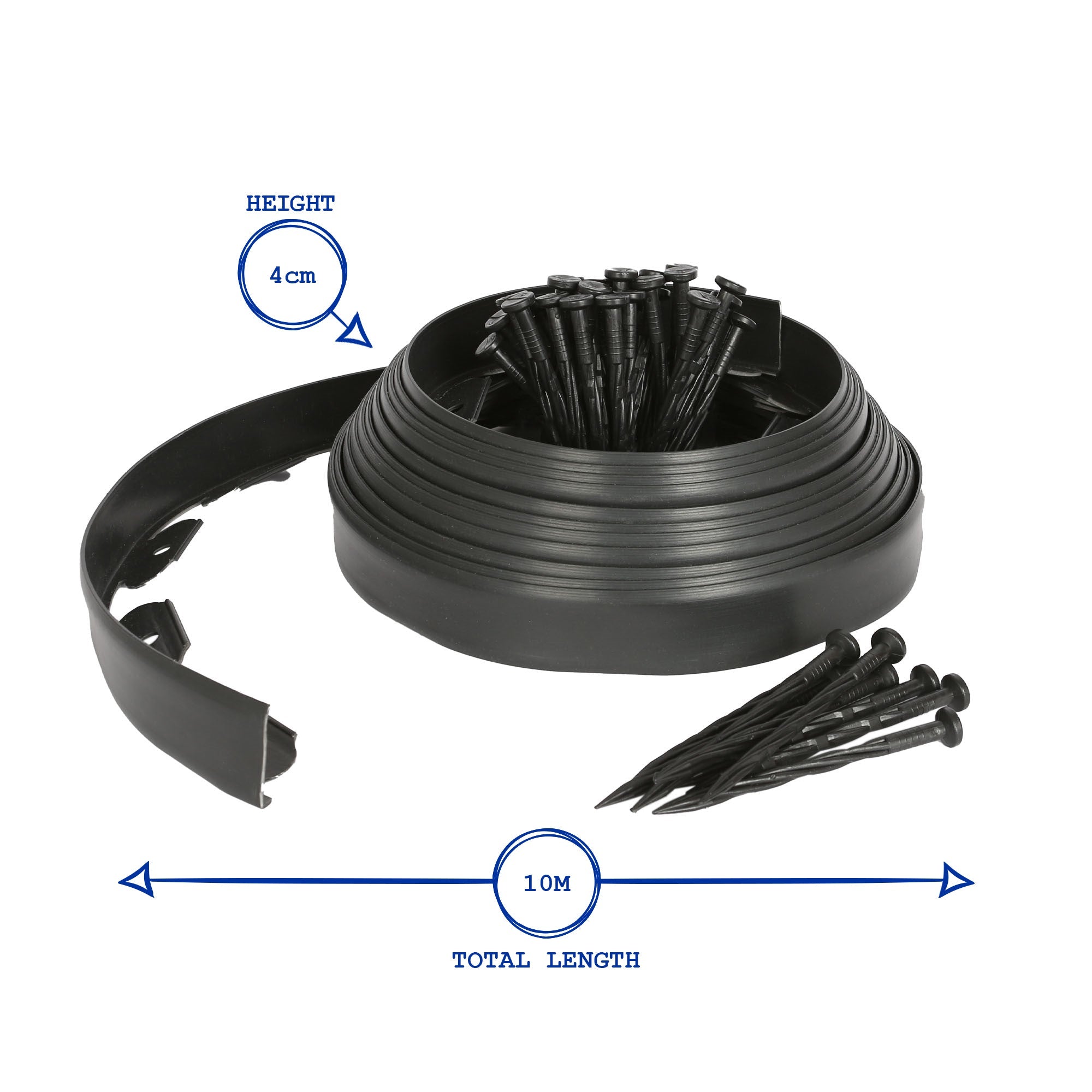 Flexible Plastic Lawn & Path Edging - 10m x 4cm