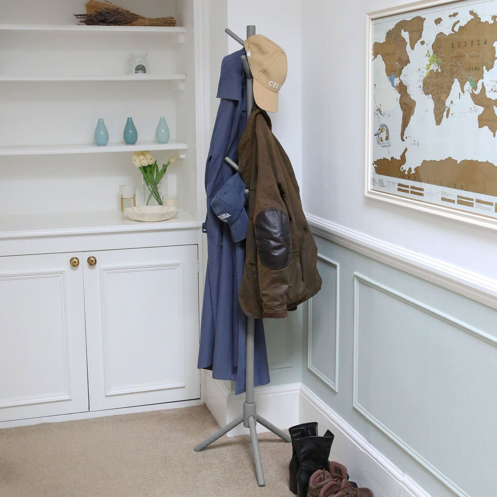 Free-Standing Wooden Coat Rack - Gray