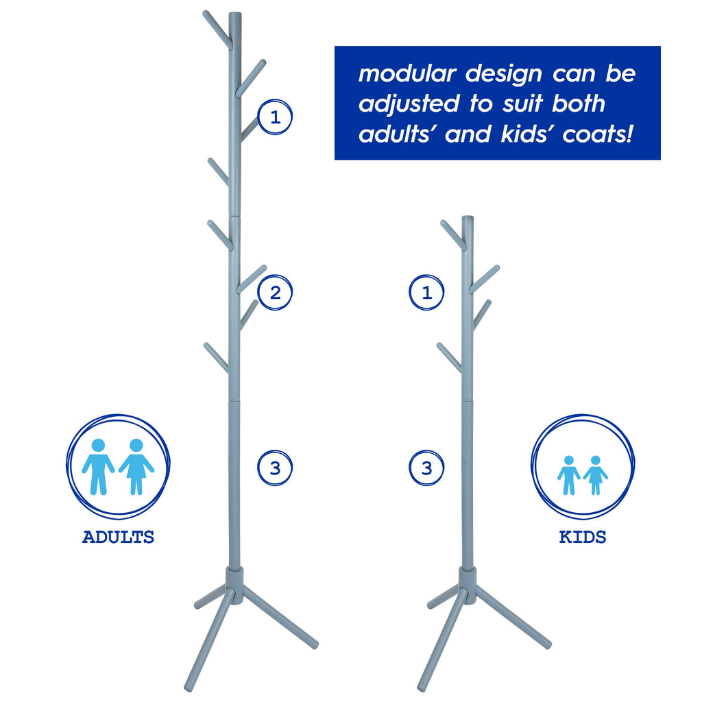 Free-Standing Wooden Coat Rack - Gray