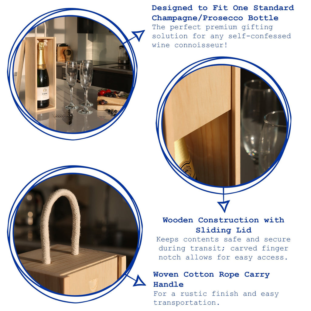Single Bottle Wooden Champagne Wine Box
