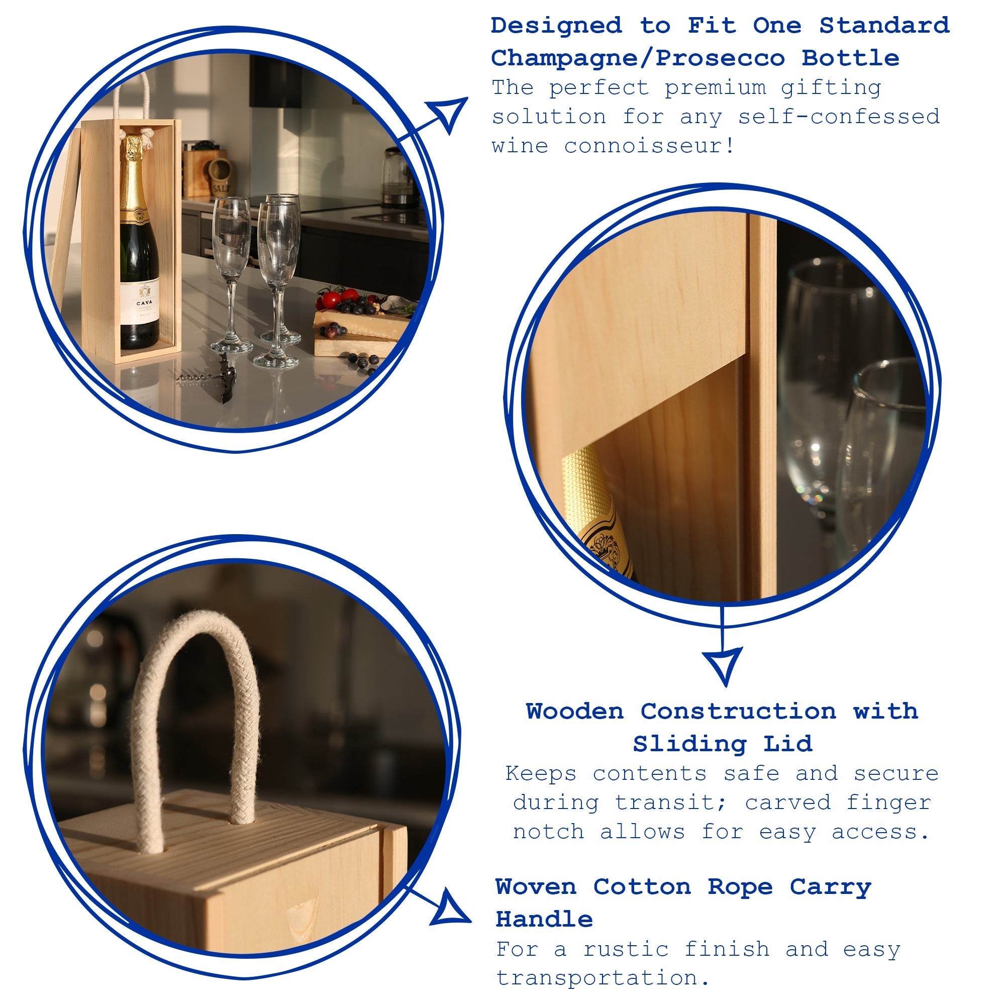 Single Bottle Wooden Champagne Wine Box