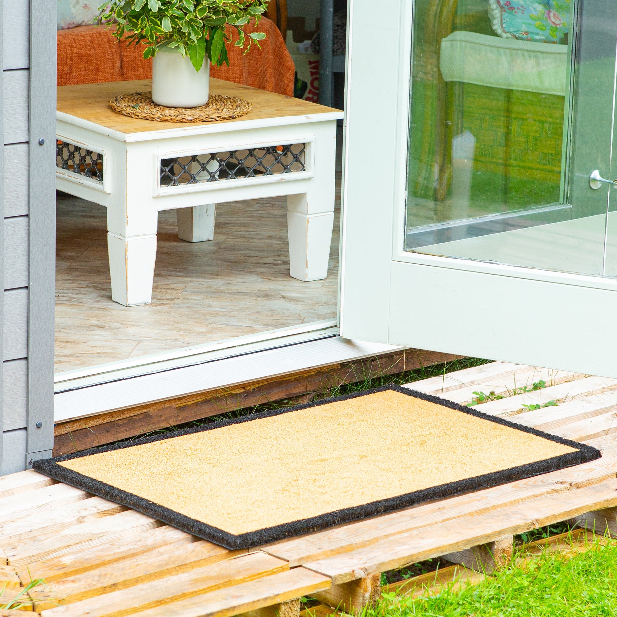 Coir Door Mat - 75cm x 45cm - Black Border