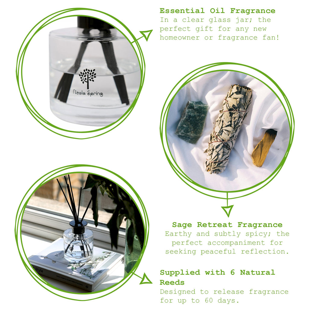 Glass Reed Diffuser - 200ml - Sage Retreat