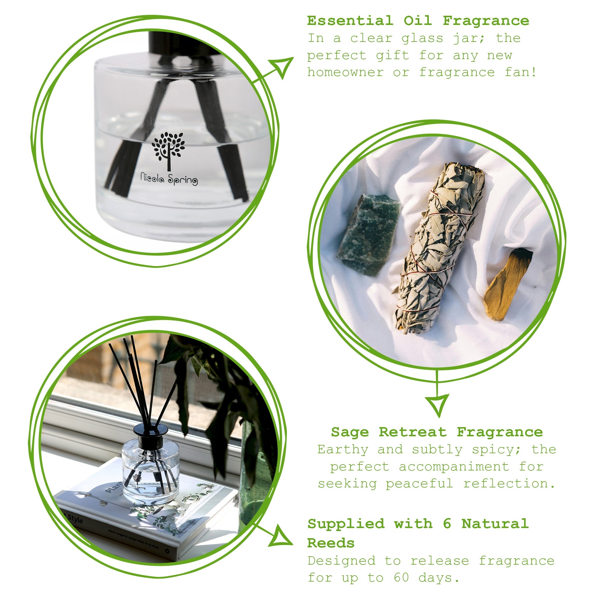 Glass Reed Diffuser - 200ml - Sage Retreat