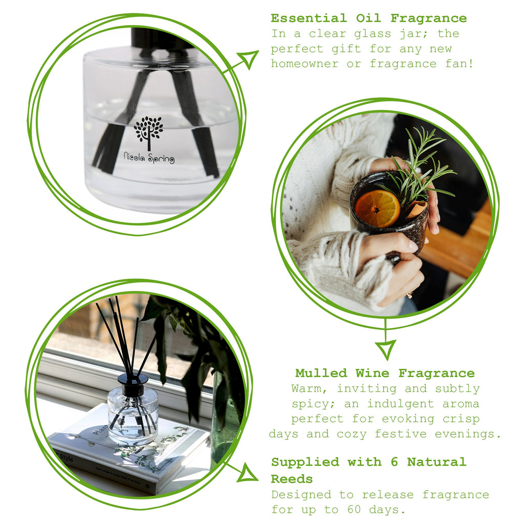 Glass Reed Diffuser - 200ml - Mulled Wine