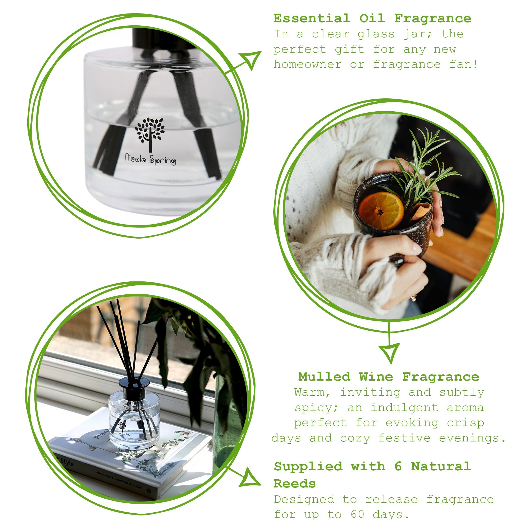 Glass Reed Diffuser - 200ml - Mulled Wine