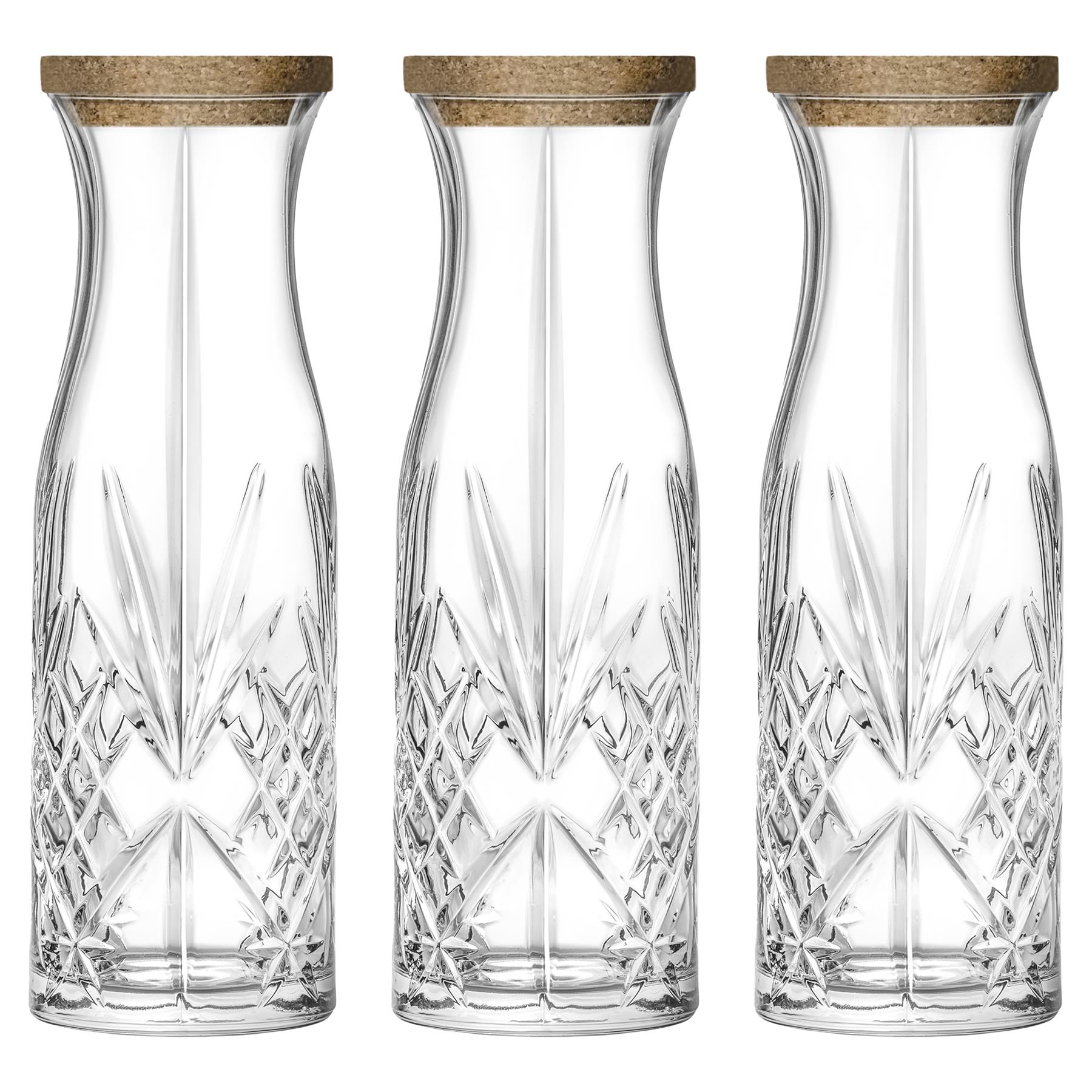 1L Melodia Glass Carafes with Cork Lid - Pack of Three