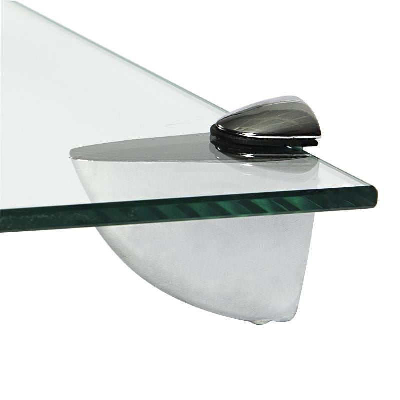 Rounded Floating Glass Bathroom Shelves - 50cm - Pack of 2