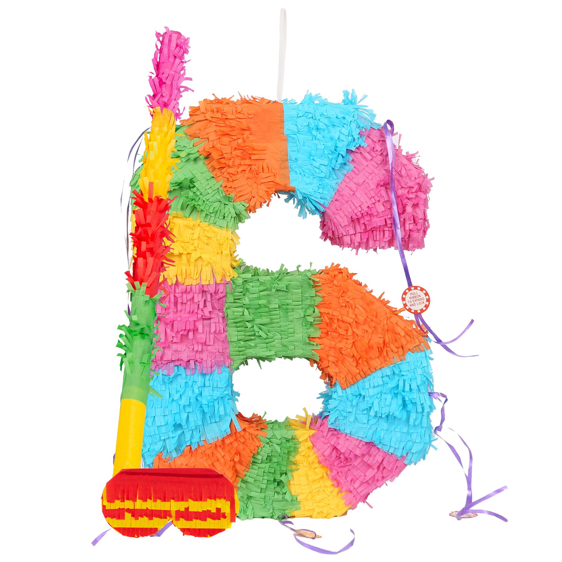 Number 6 Pop-Out Pinata with Stick & Blindfold - Multi Stick