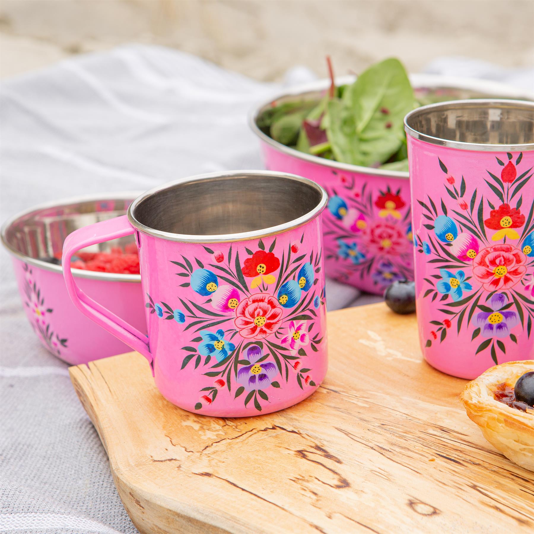 Pansy 450ml Hand-Painted Camping Mug