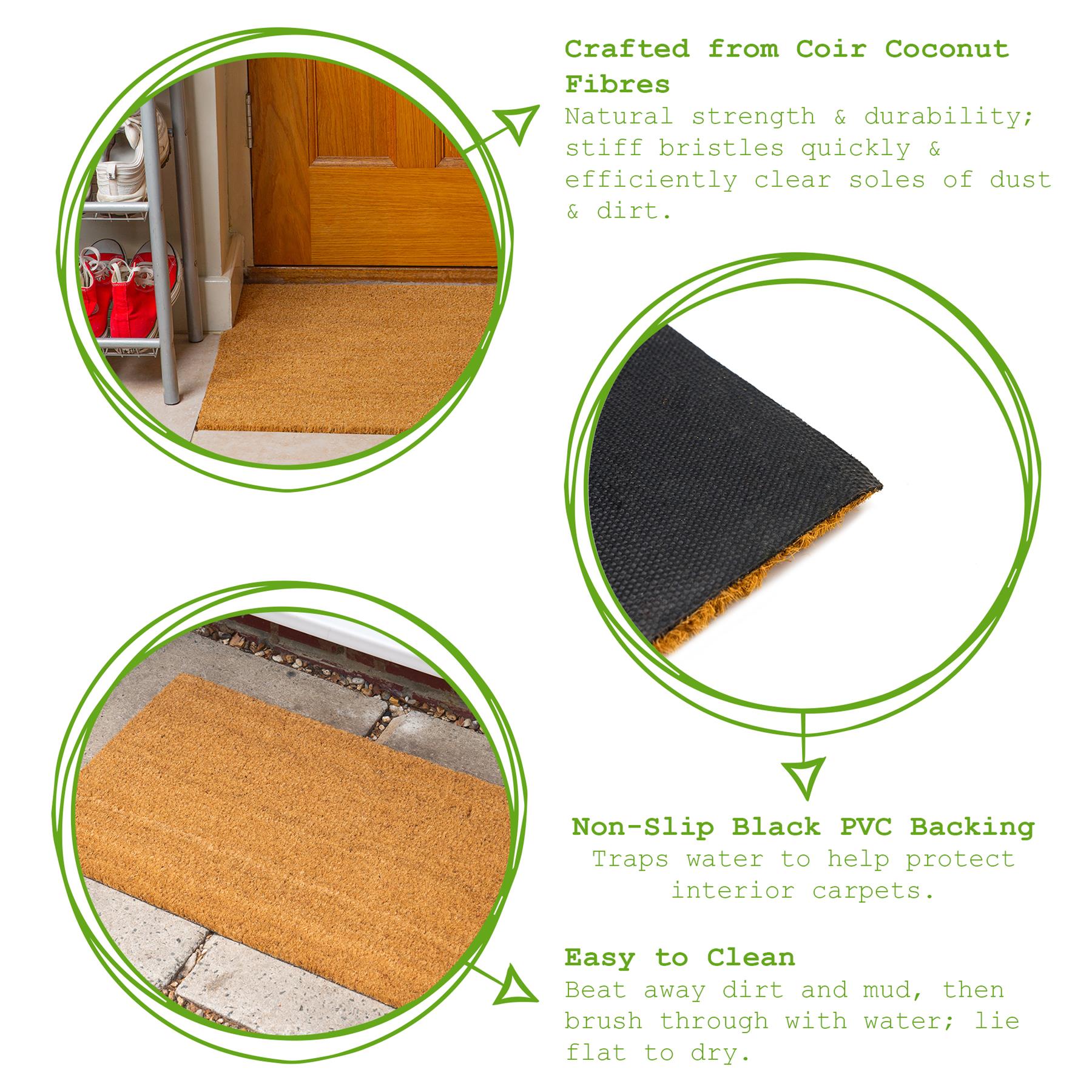 Coir Door Mat - 120cm x 75cm - Grey Border