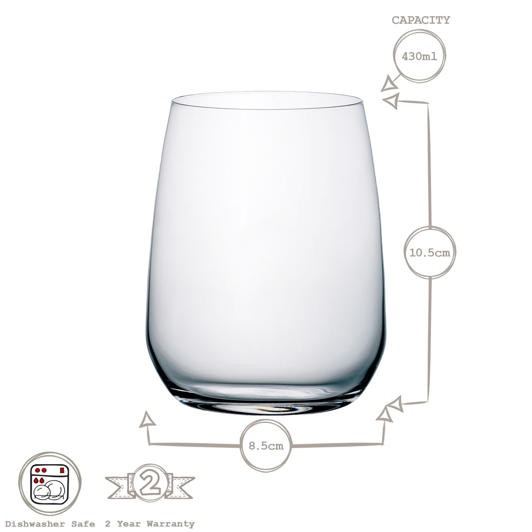 430ml Restaurant Glass Tumblers - Pack of Six