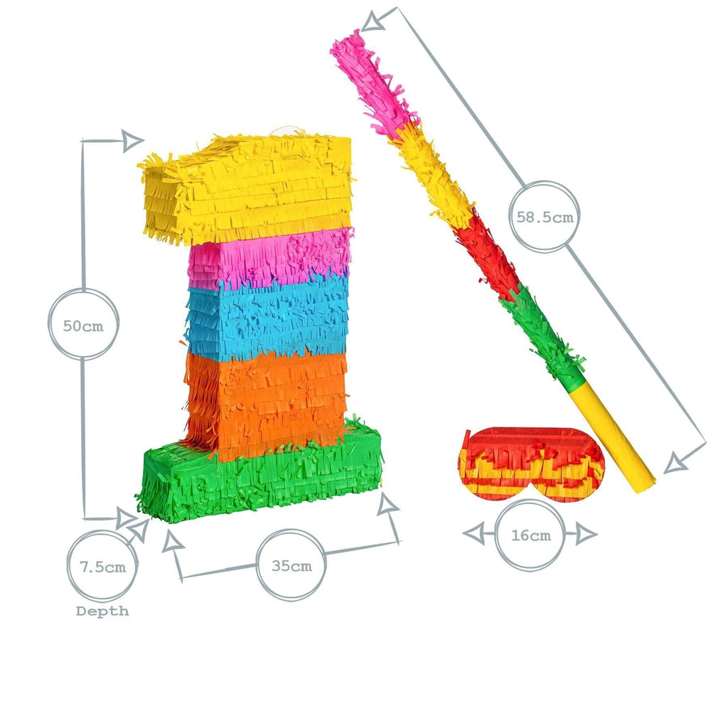 Number 1 Pop-Out Pinata with Stick & Blindfold - Multi Stick