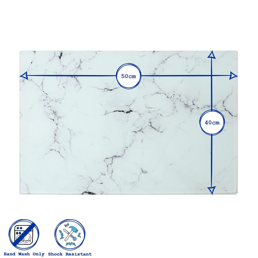 Rectangle Glass Chopping Board - 50cm x 40cm - Marble
