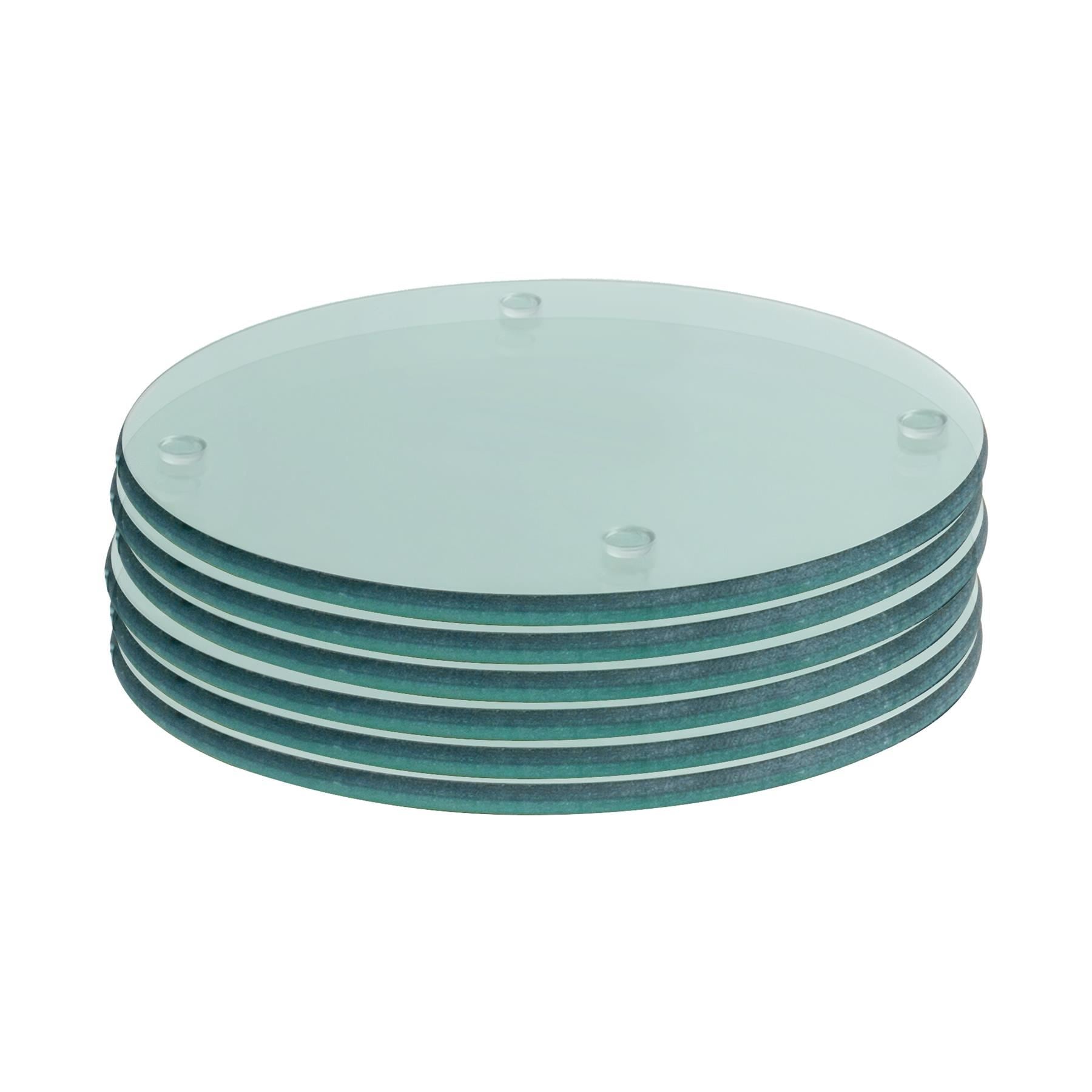 Round Glass Coasters - Clear - Pack of 6