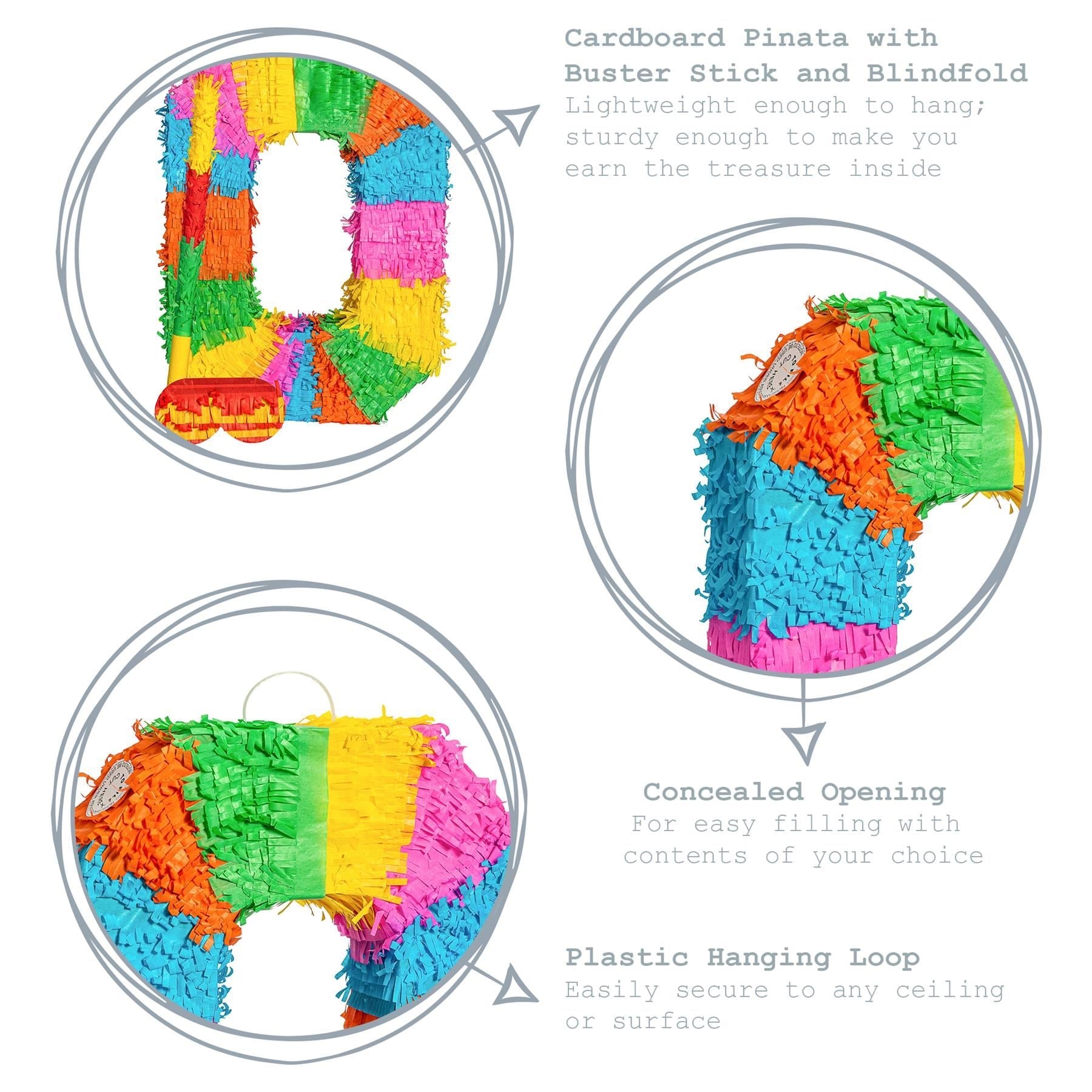 Number 0 Pop-Out Pinata with Stick & Blindfold - Multi Stick