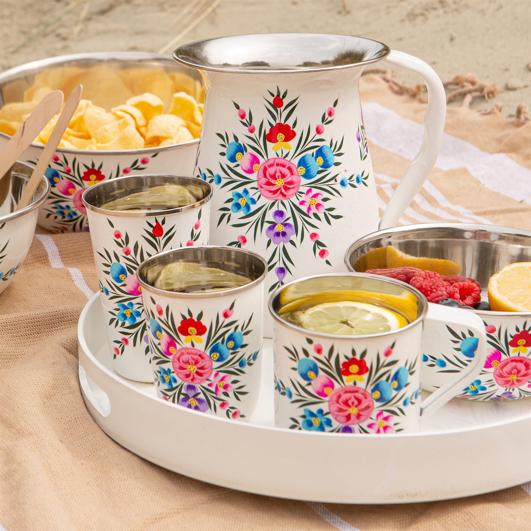 Pansy 450ml Hand-Painted Camping Mug