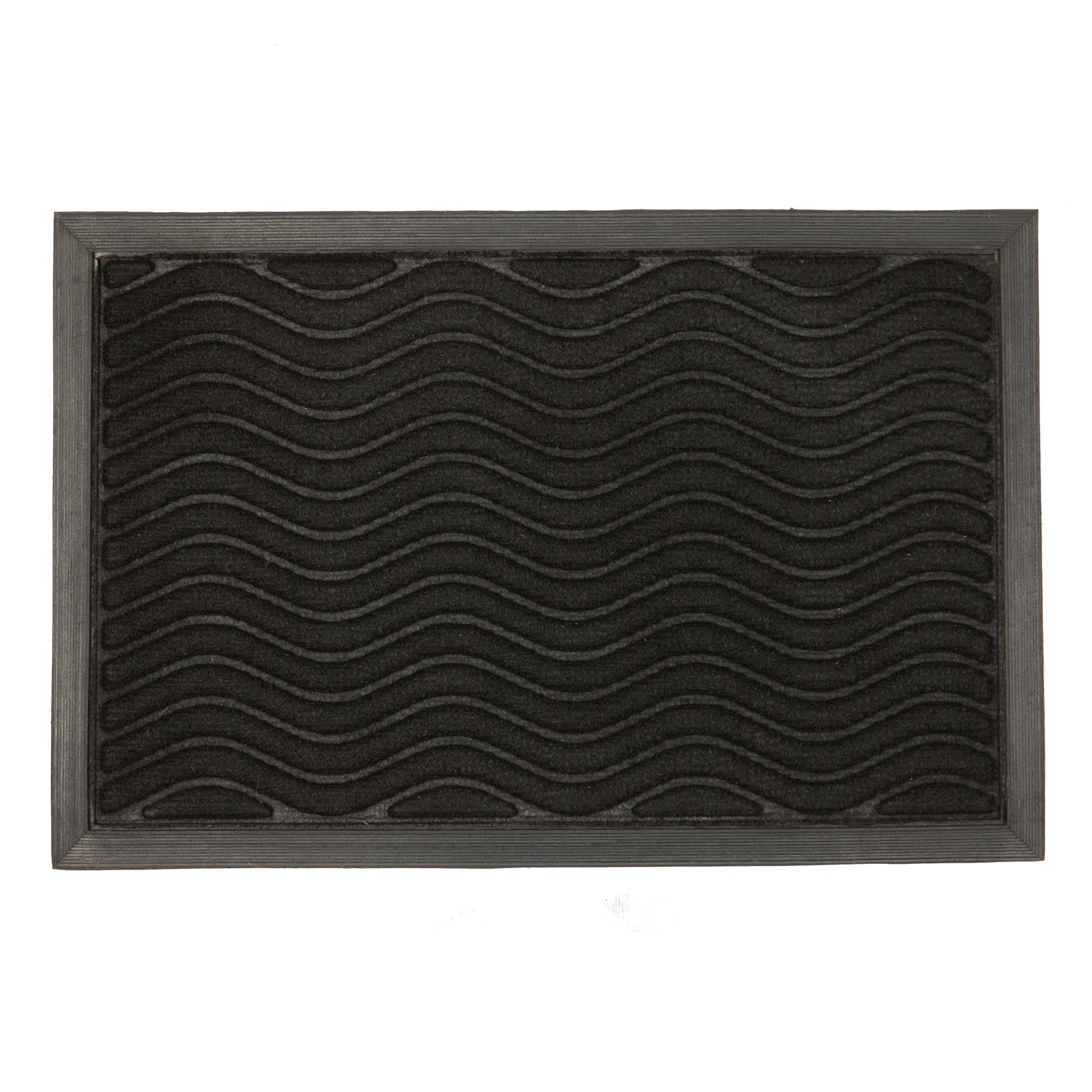 Heavy-Duty Door Mat - 120cm x 80cm - Black Wave