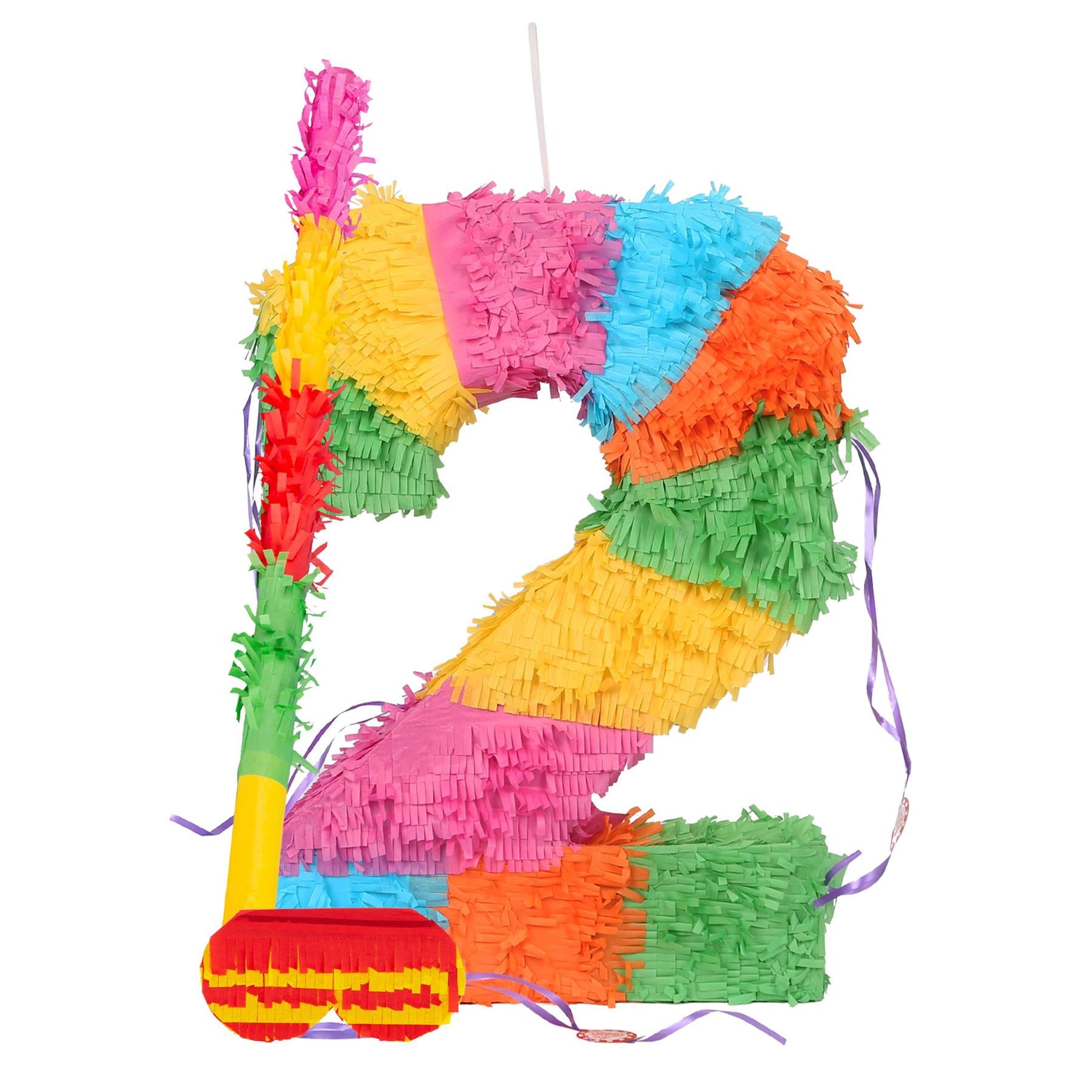 Number 2 Pop-Out Pinata with Stick & Blindfold - Multi Stick