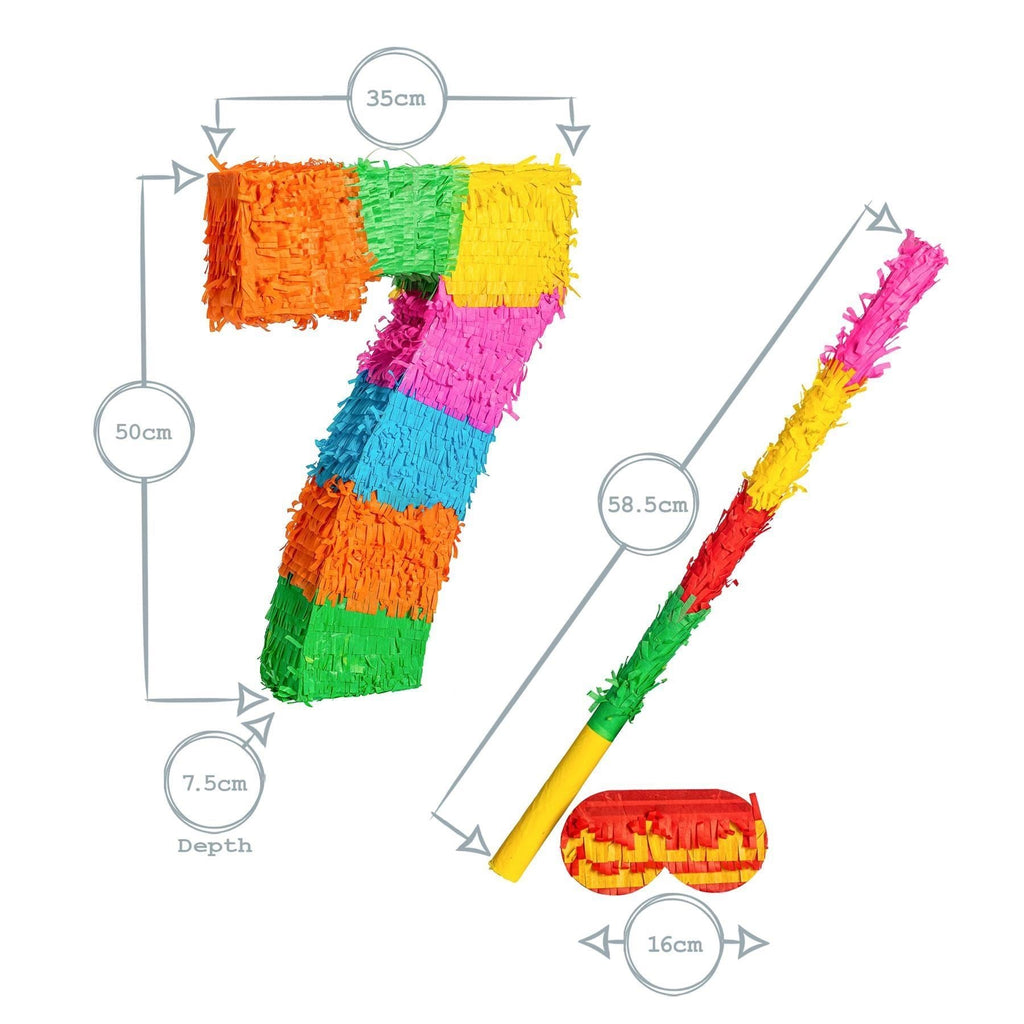 Number 7 Pop-Out Pinata with Stick & Blindfold - Multi Stick
