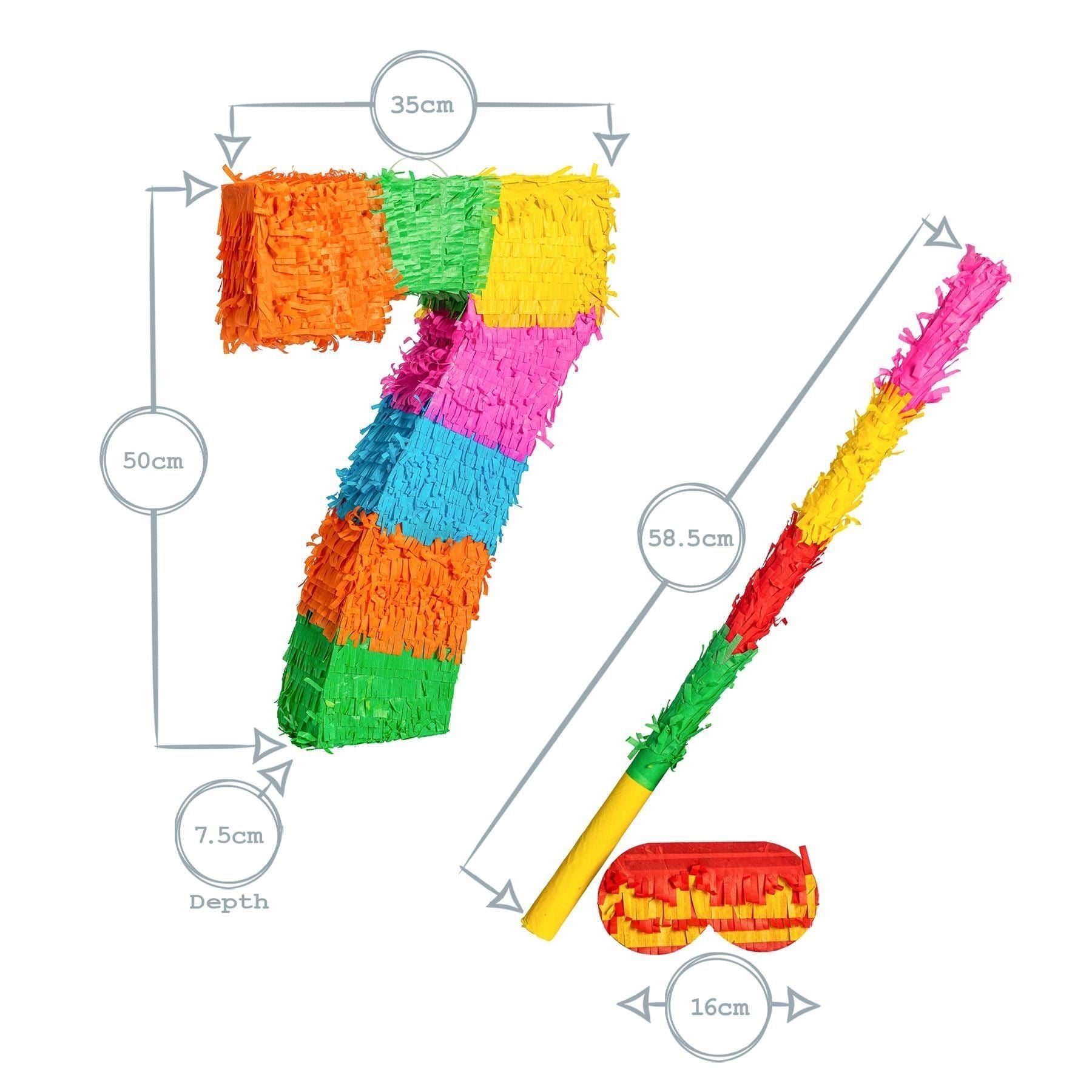 Number 7 Pop-Out Pinata with Stick & Blindfold - Multi Stick