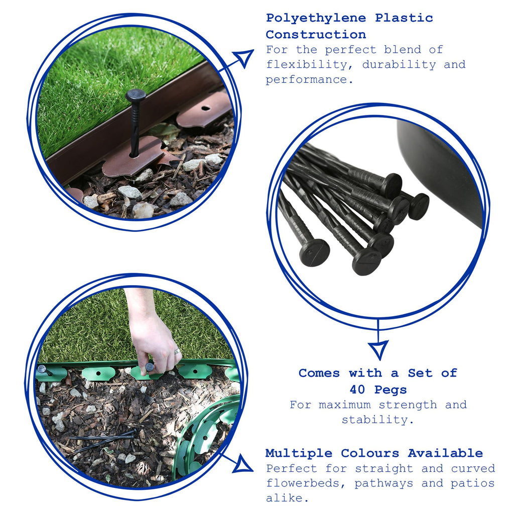 Flexible Plastic Lawn & Path Edging - 10m x 4cm