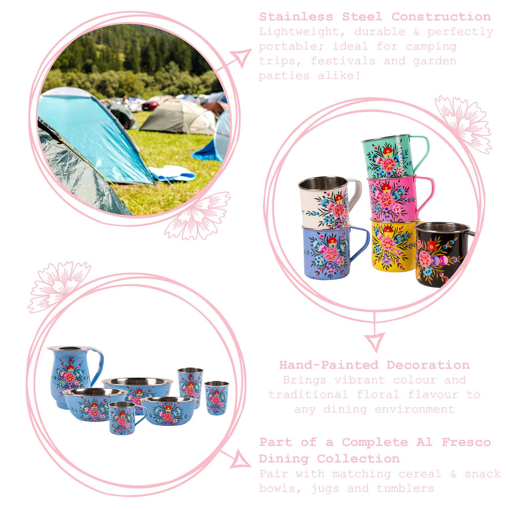 Pansy 450ml Hand-Painted Camping Mug