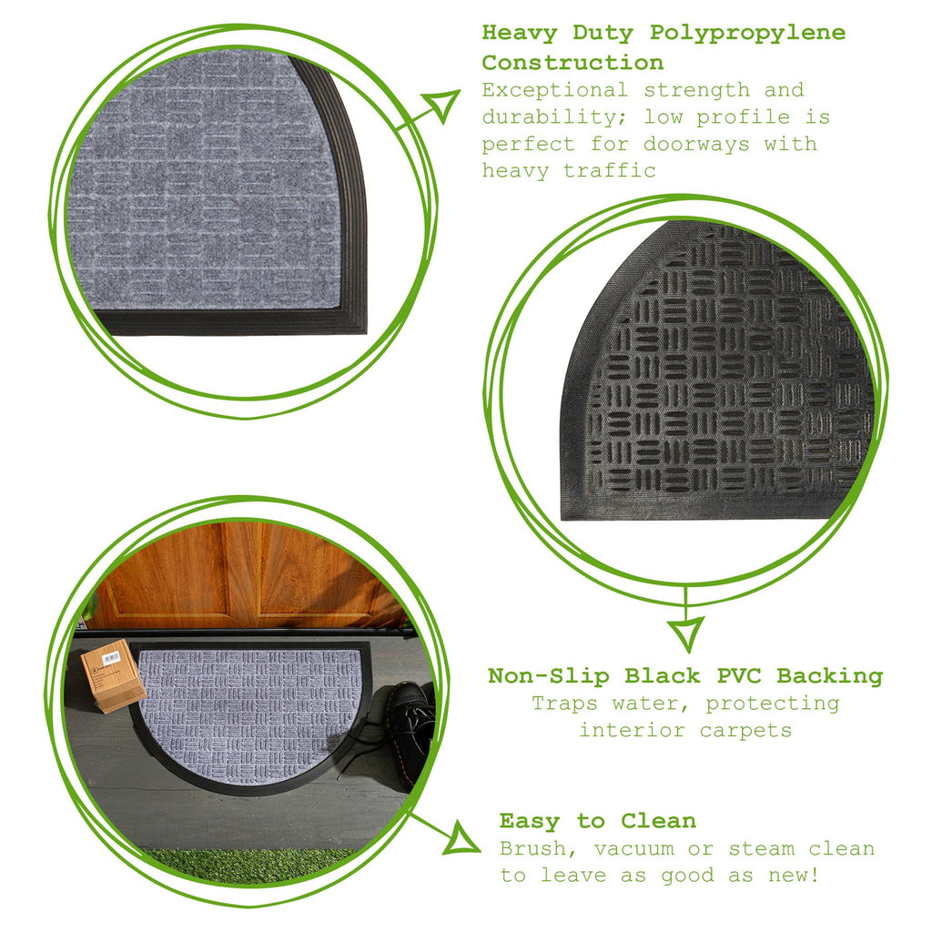 Heavy-Duty Half-Moon Door Mat - 90cm x 60cm
