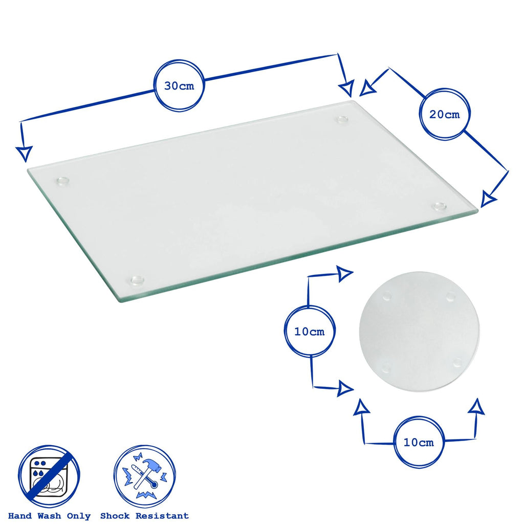 12pc Rectangle Glass Placemats & Round Coasters Set - 30cm x 20cm - Clear