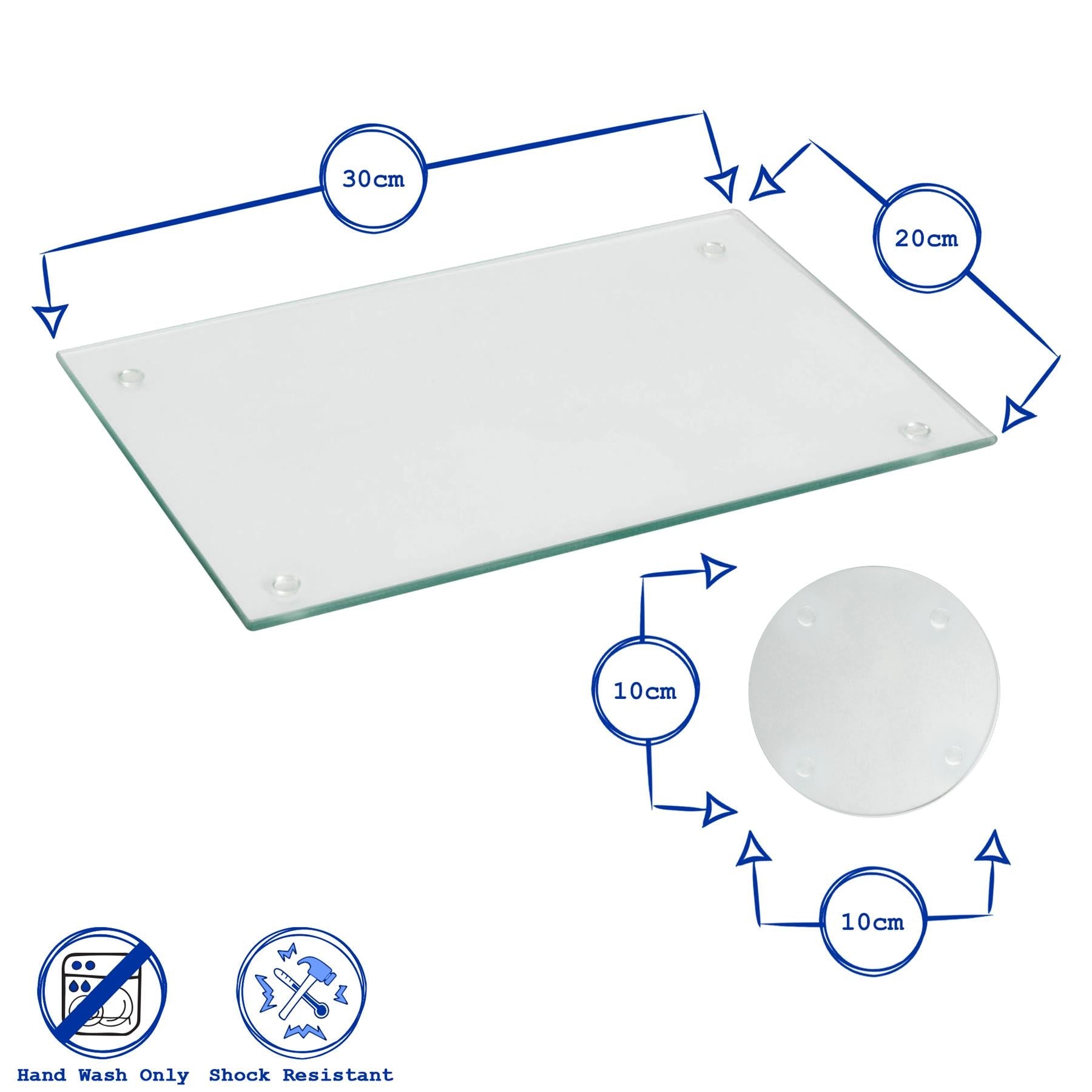 12pc Rectangle Glass Placemats & Round Coasters Set - 30cm x 20cm - Clear