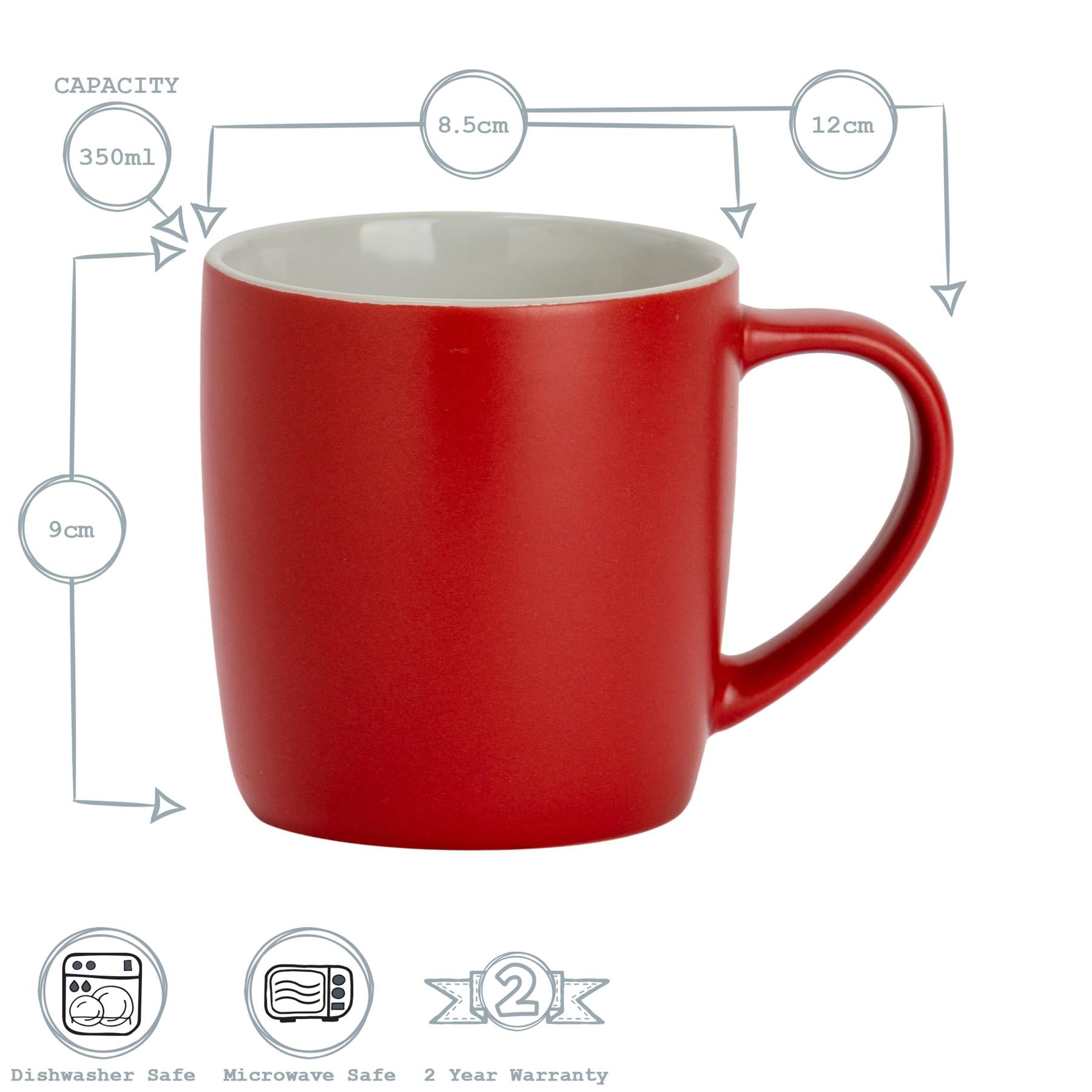 350ml Matt Coloured Coffee Mugs - Pack of 2