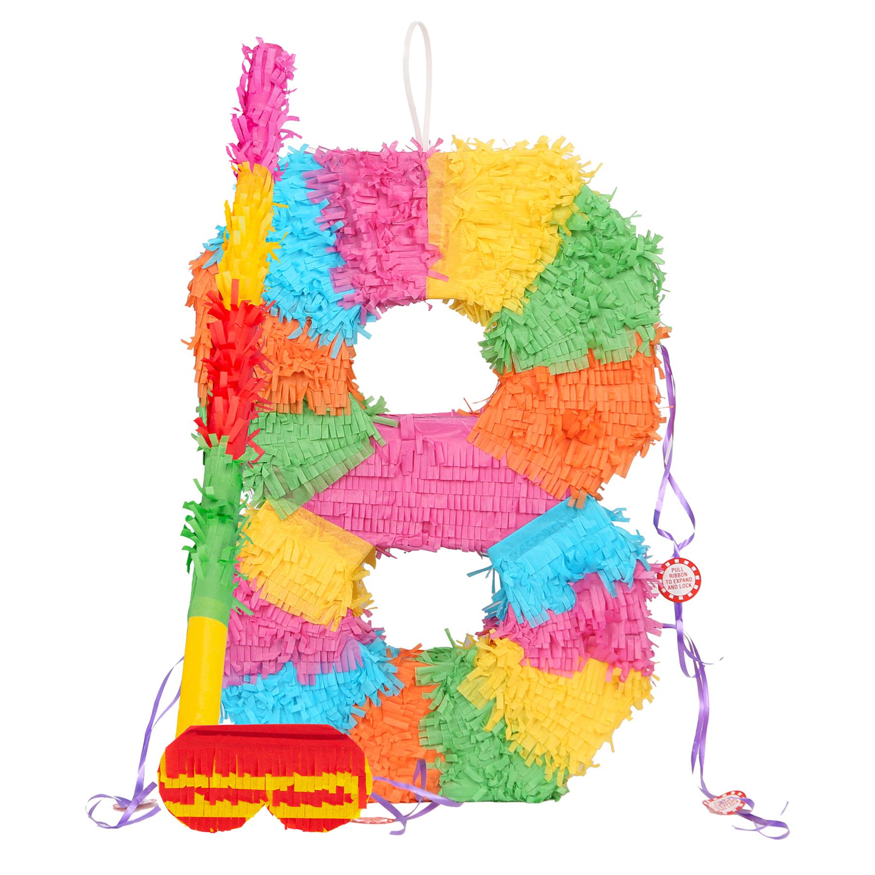 Number 8 Pop-Out Pinata with Stick & Blindfold - Multi Stick