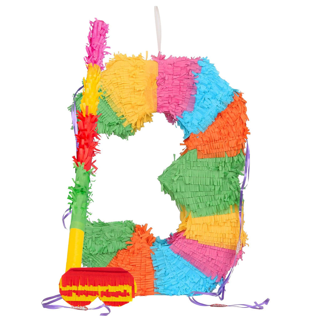 Number 3 Pop-Out Pinata with Stick & Blindfold - Multi Stick