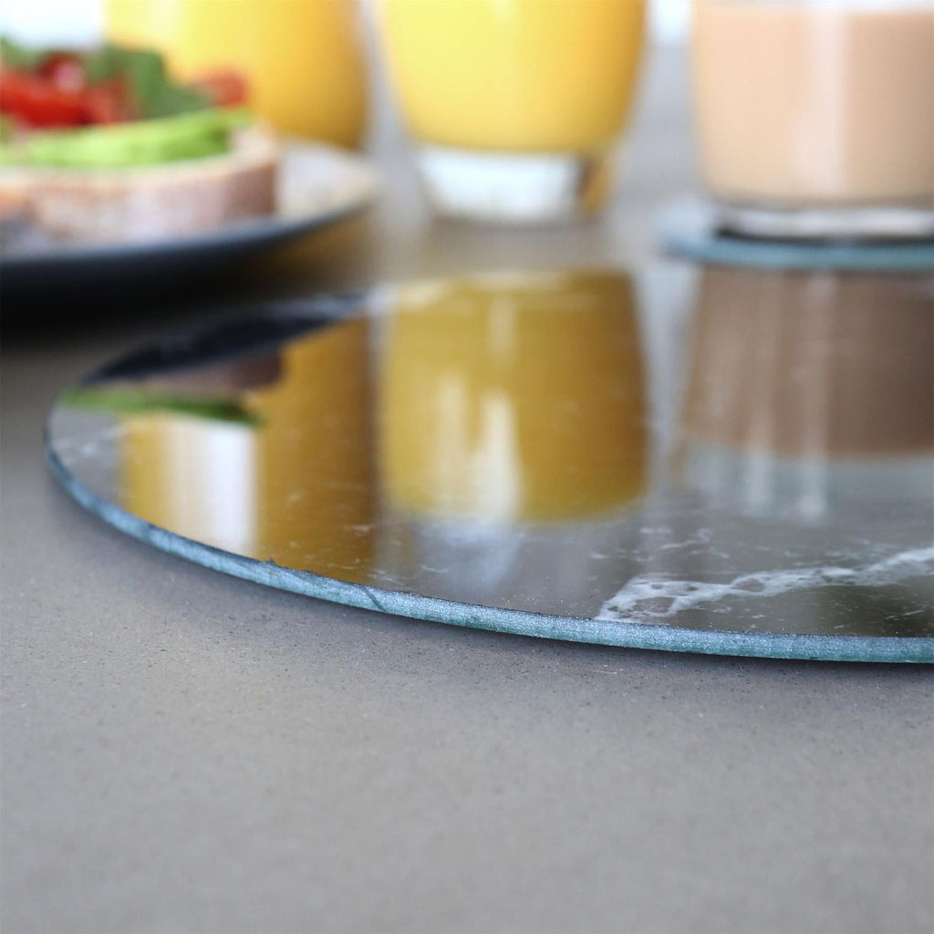 Round Glass Placemats - 30cm - Marble - Pack of 6