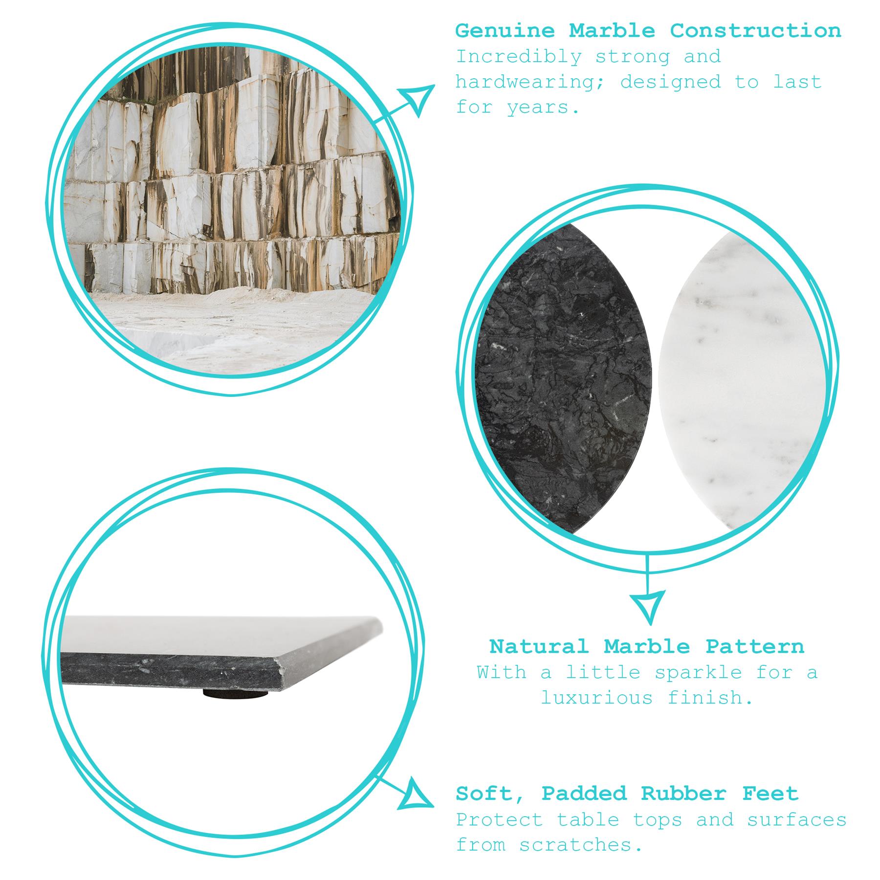 12pc Round Marble Placemats & Round Coasters Set - 30cm - Green