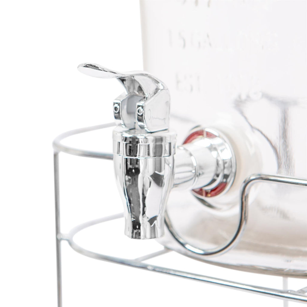 6.5L Glass Drinks Dispenser with Tap & Bucket Stand