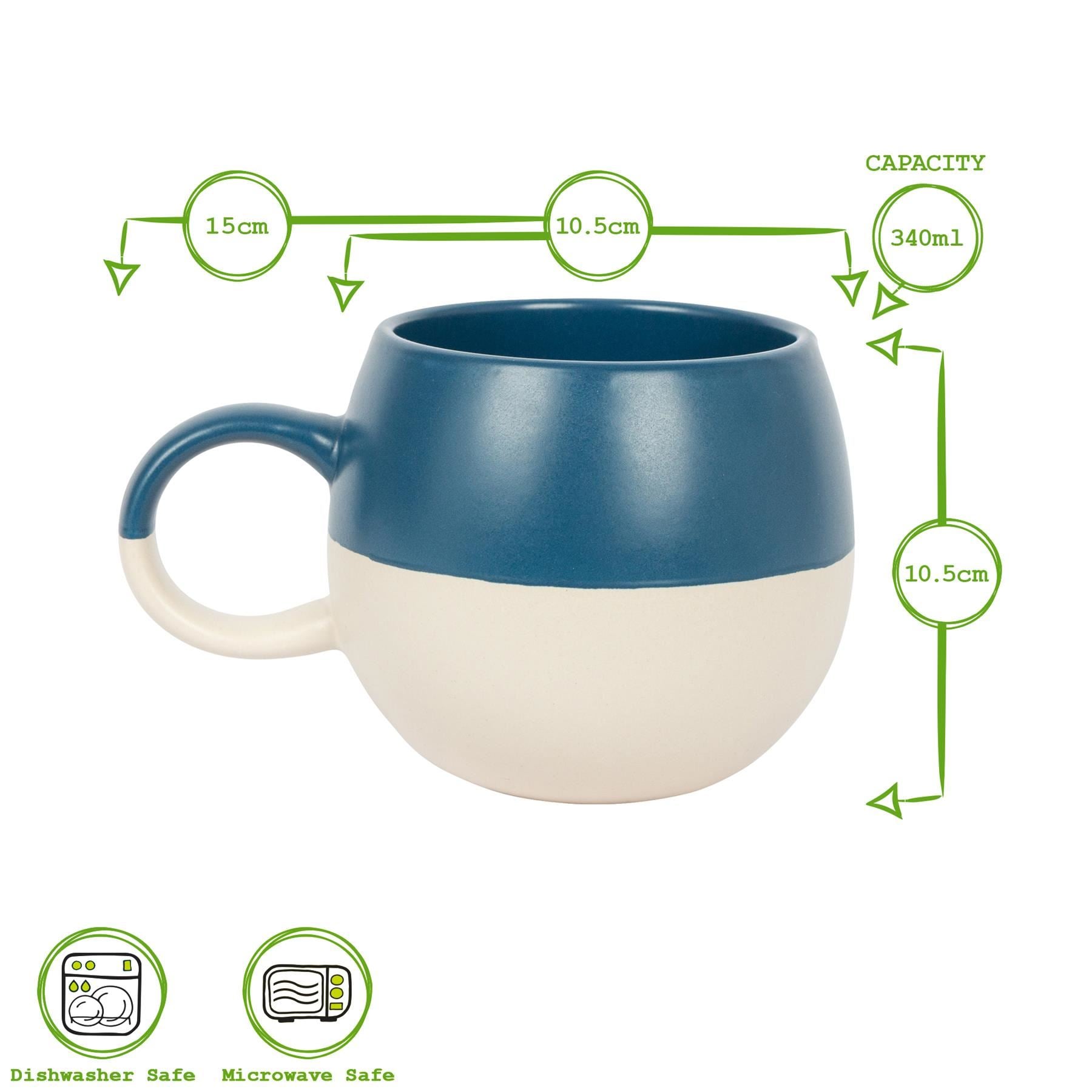 340ml Colour Block Sphere Stoneware Mug - Navy