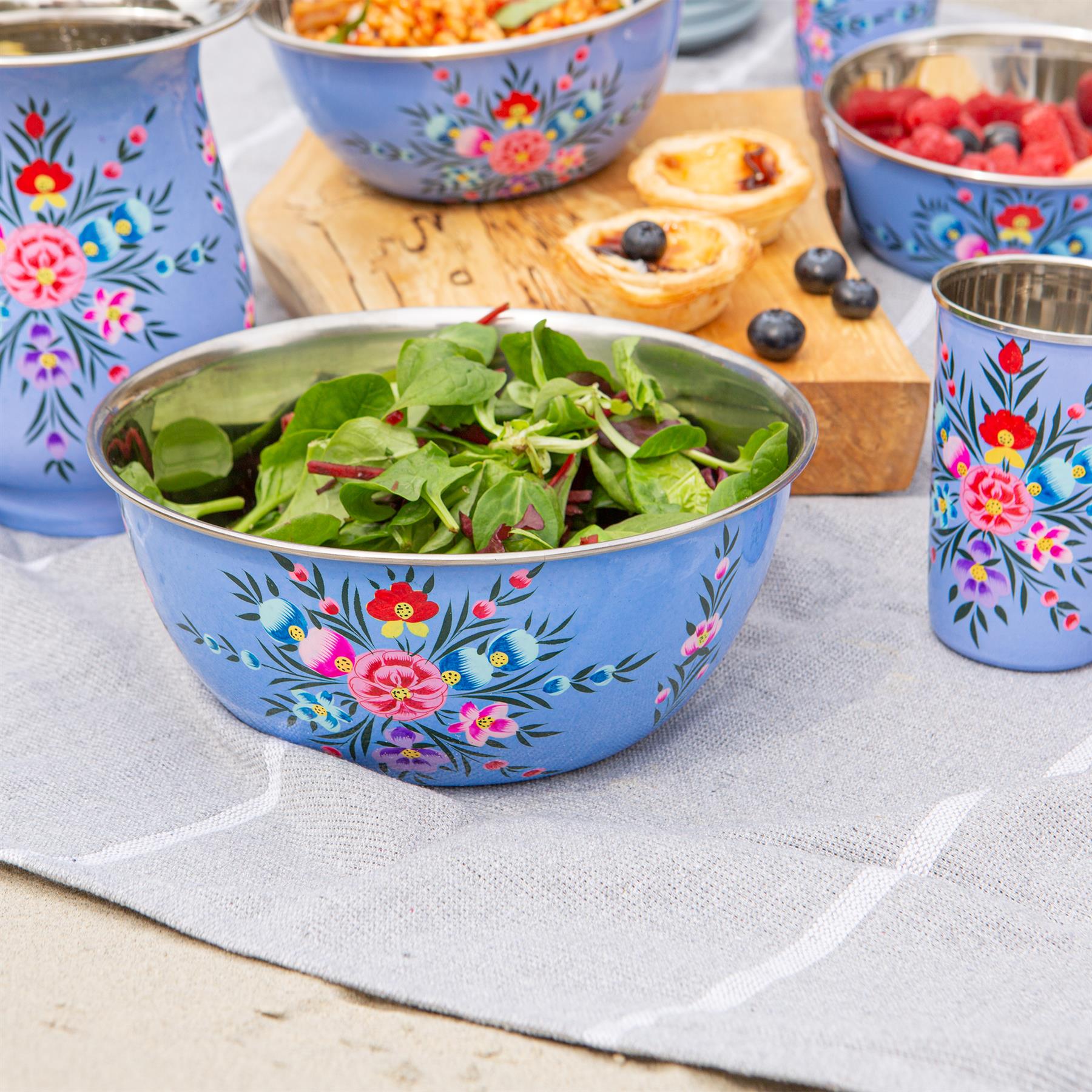 Pansy Hand-Painted Picnic Salad Bowl - 21.5cm