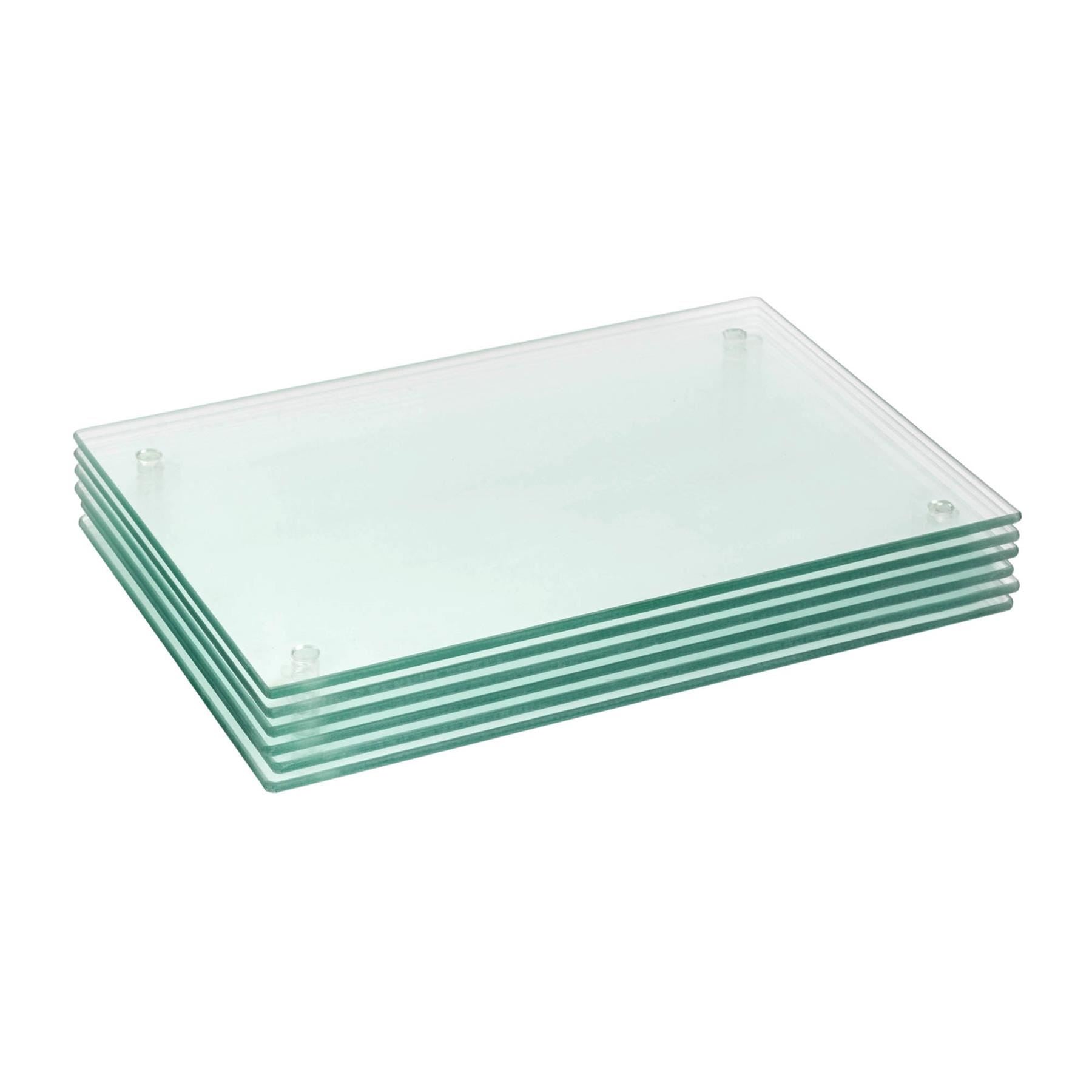 Rectangle Glass Placemats - 30cm x 20cm - Clear - Pack of 6