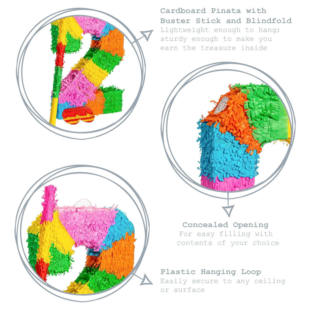 Number 2 Pop-Out Pinata with Stick & Blindfold - Multi Stick