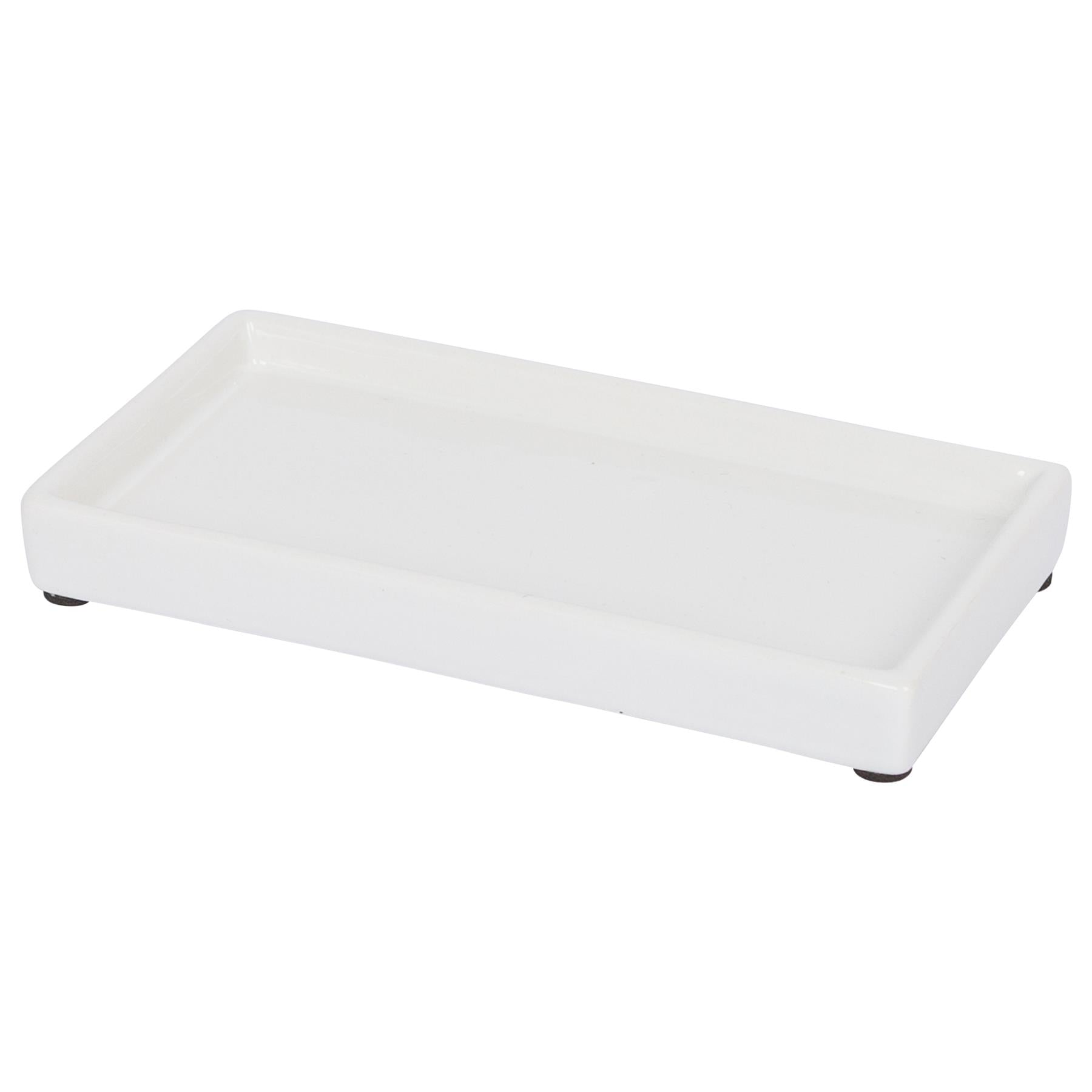 Ceramic Soap Dispenser Tray - 17cm - White