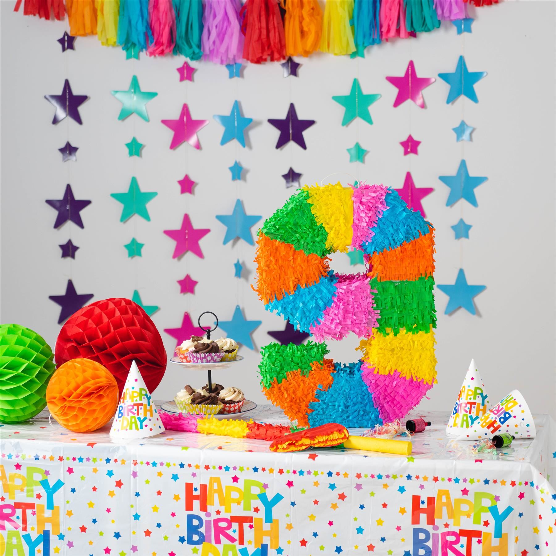 Number 9 Pop-Out Pinata with Stick & Blindfold - Multi Stick