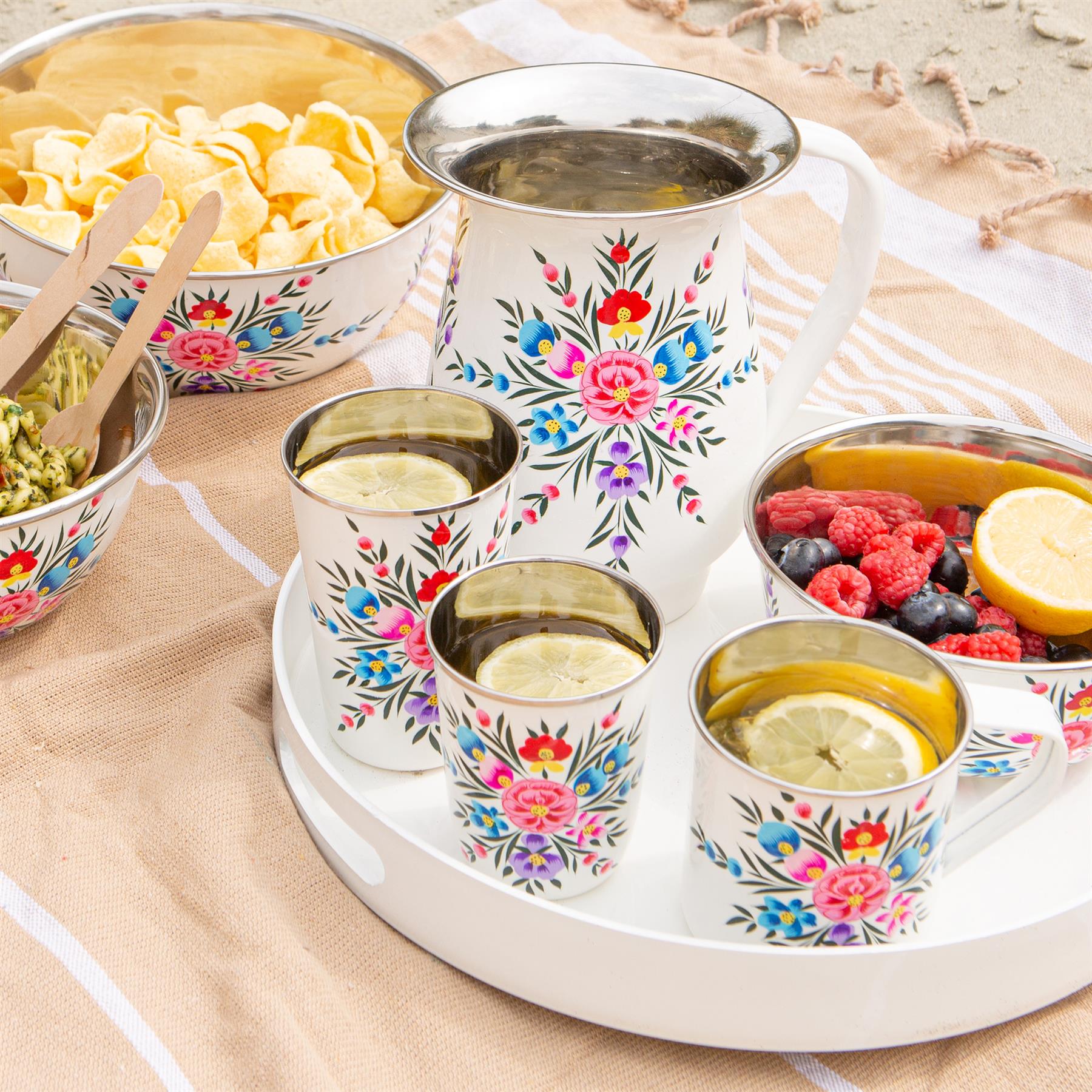 Pansy Hand-Painted Picnic Cereal Bowls - 16.5cm - Pack of Six