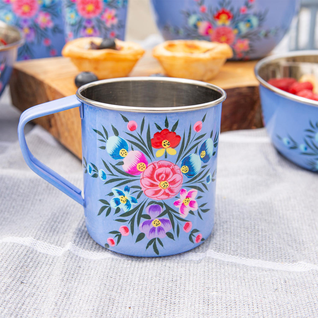 Pansy 450ml Hand-Painted Camping Mugs - Pack of Six